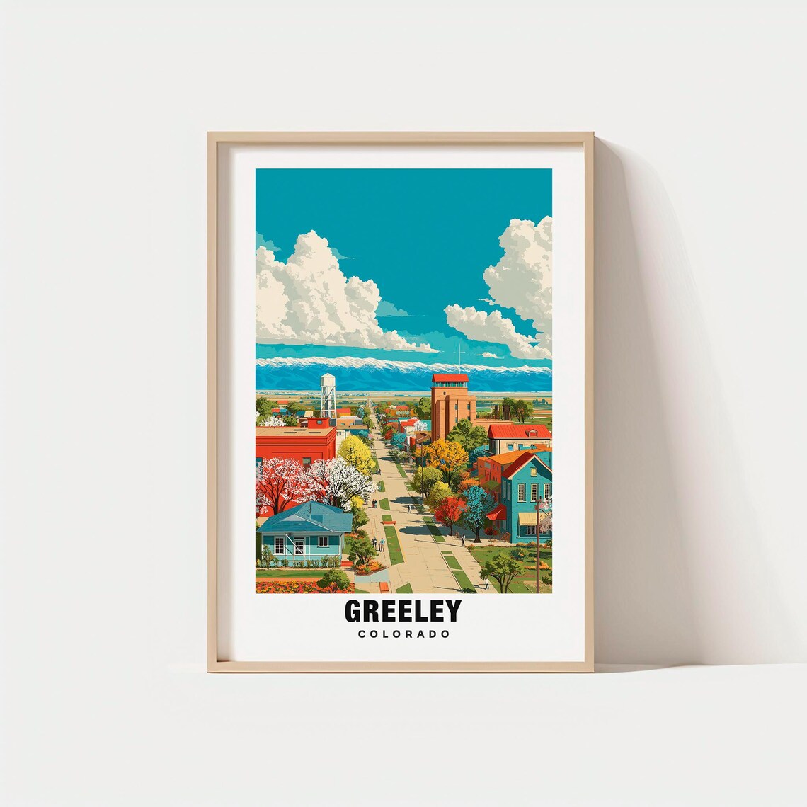 Greeley Print Usa Poster Travel Art Urban Scene Plains Views City Escape Scenic Landscape Western Charm Colorado