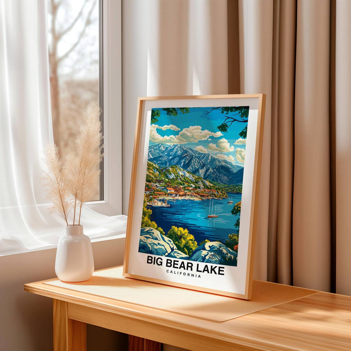 Big Bear Lake Print California Poster Travel Wall Art Usa Poster Scenic Print Mountain Decor Nature Art Lake Print Travel Poster - Image 3