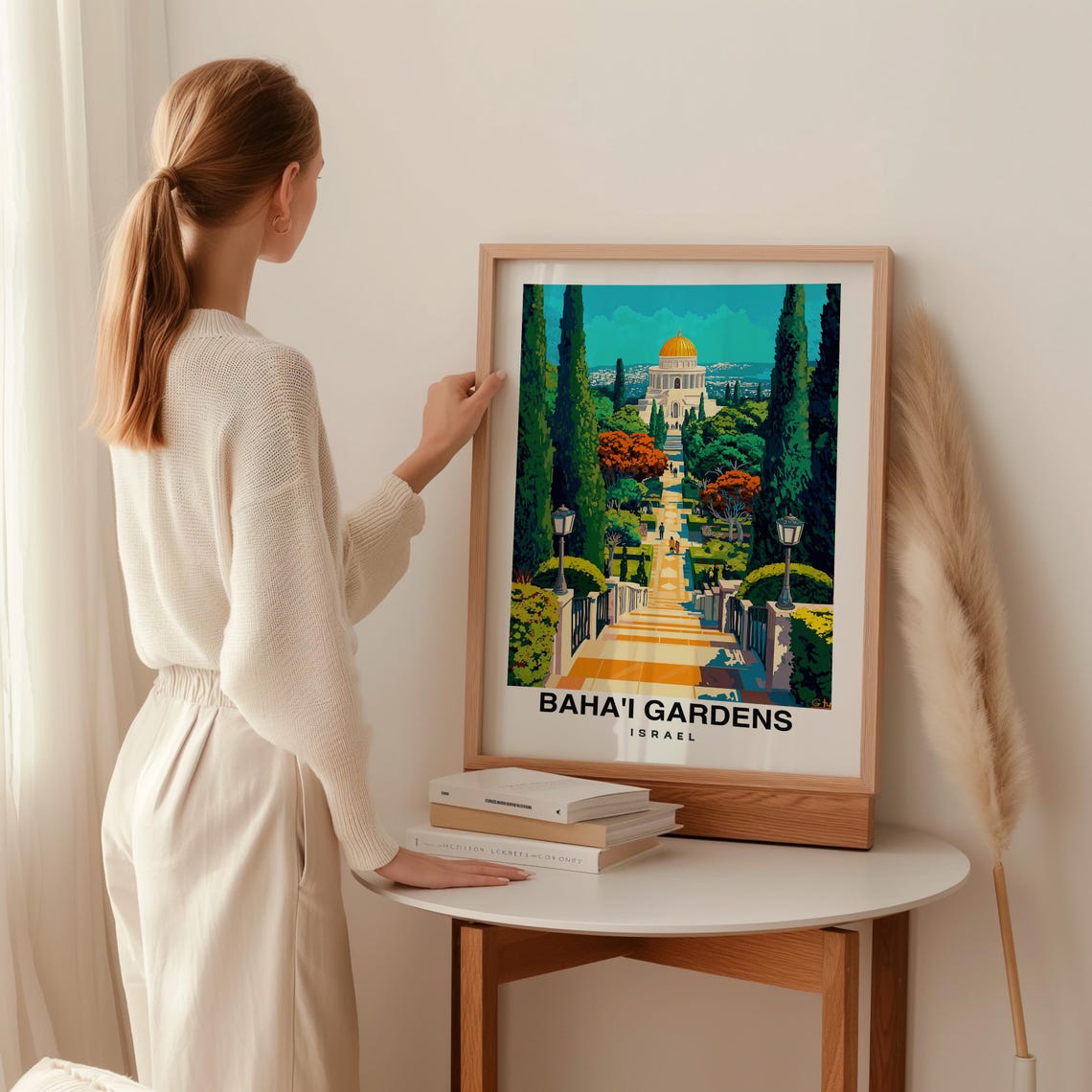 Bahai Gardens Travel Print Wall Art Haifa Israel City Print Bahai Gardens Travel Gift Bahai Gardens Poster Wall Art Israel Culture - Image 2