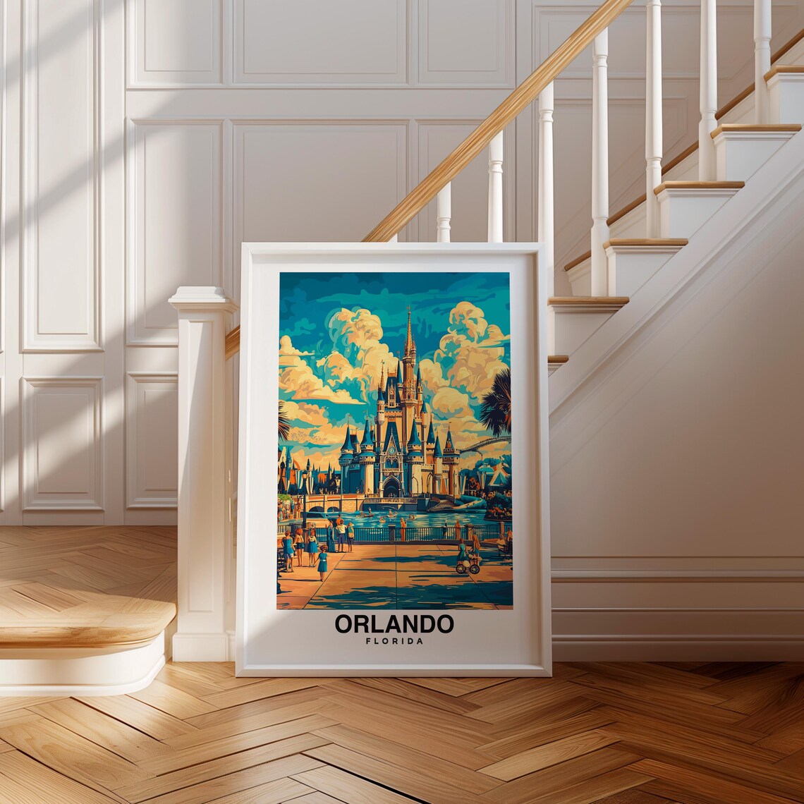 Orlando Travel Poster Florida Wall Art Mid Century Modern Decor Eclectic Home Styling Trendy Travel Prints United States Culture Poster