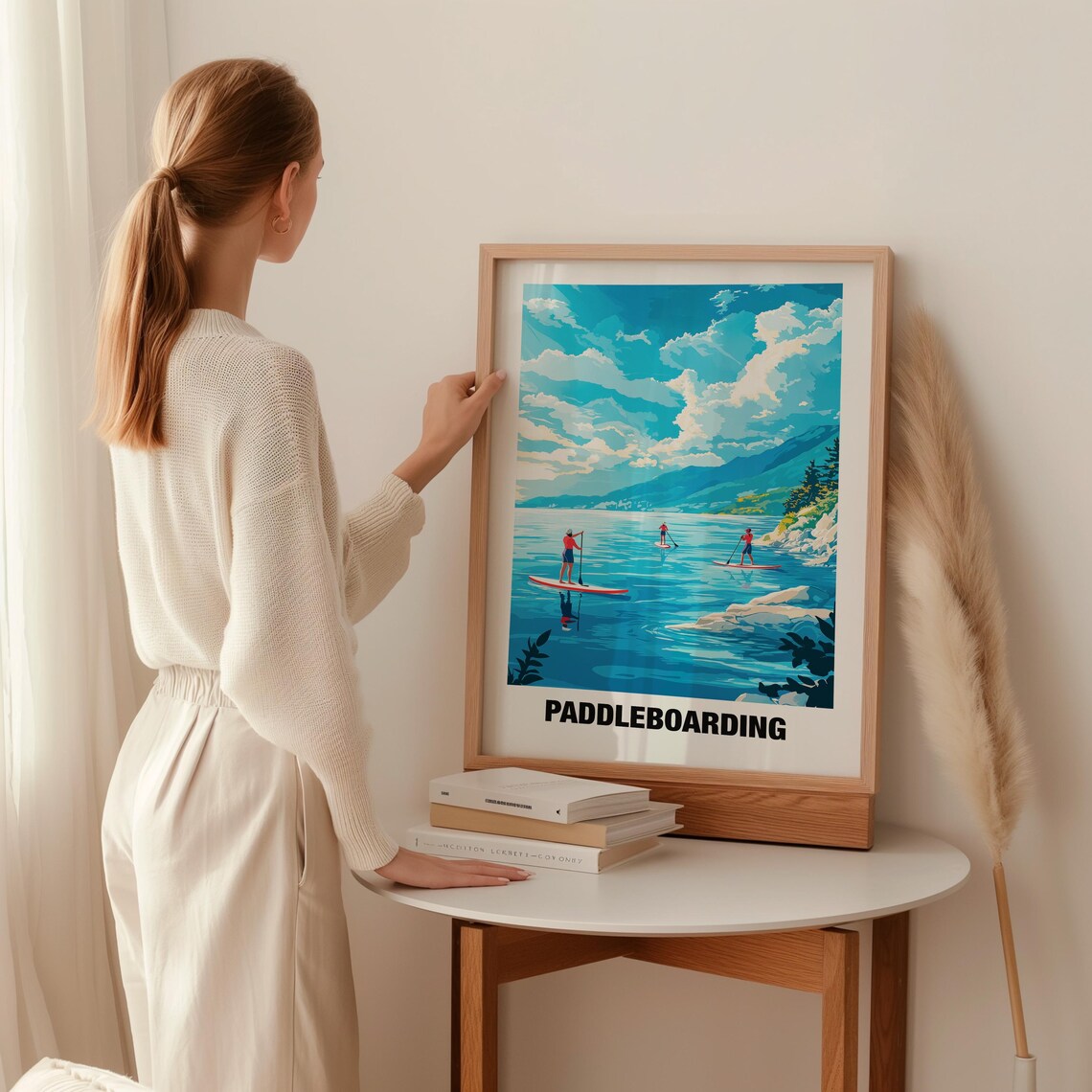 Paddleboarding Calm Lake Mountain View Adventure Sport Poster - Image 2
