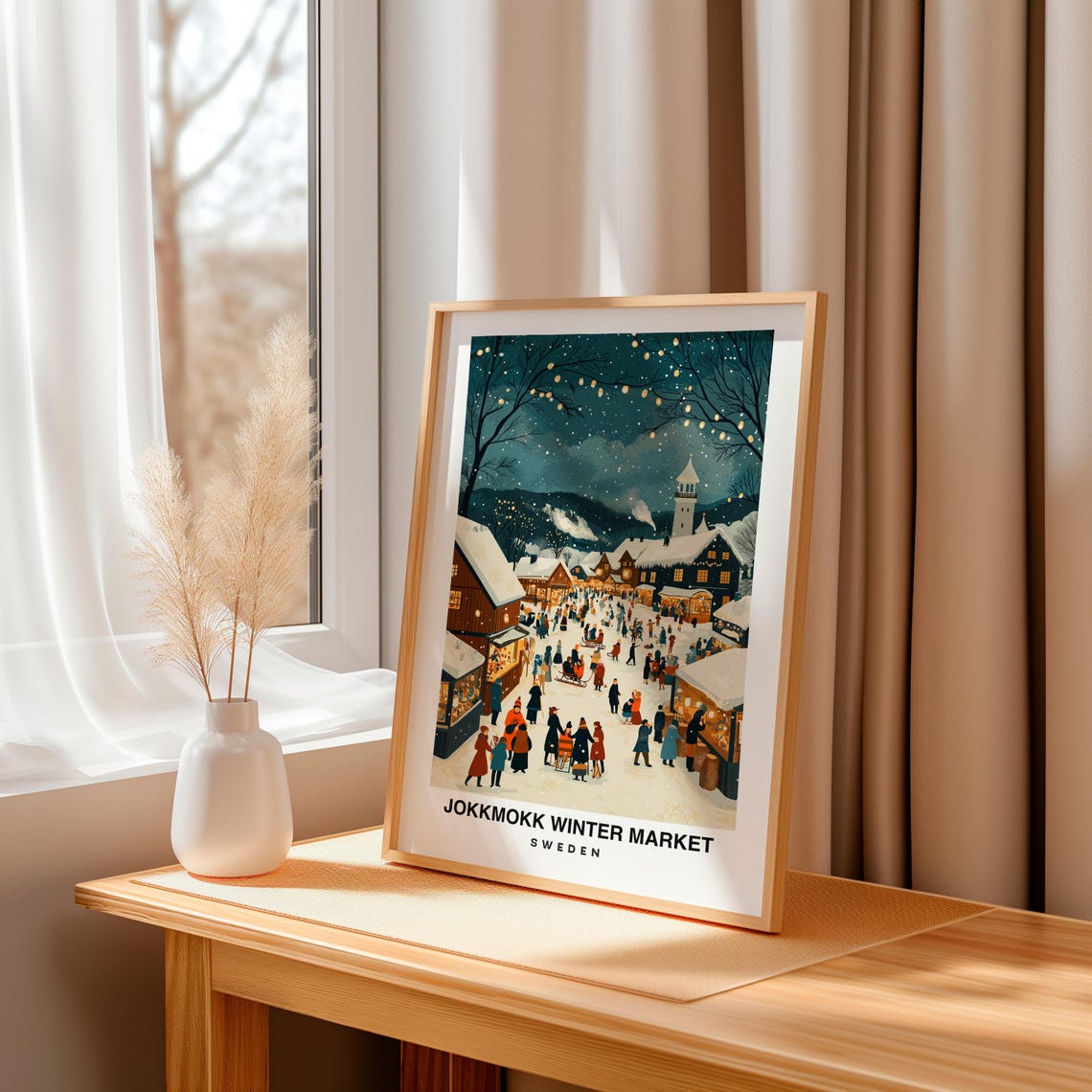 Jokkmokk Winter Market Travel Print Wall Art Jokkmokk Sweden City Print Jokkmokk Winter Market Travel Gift Wall Art - Image 3