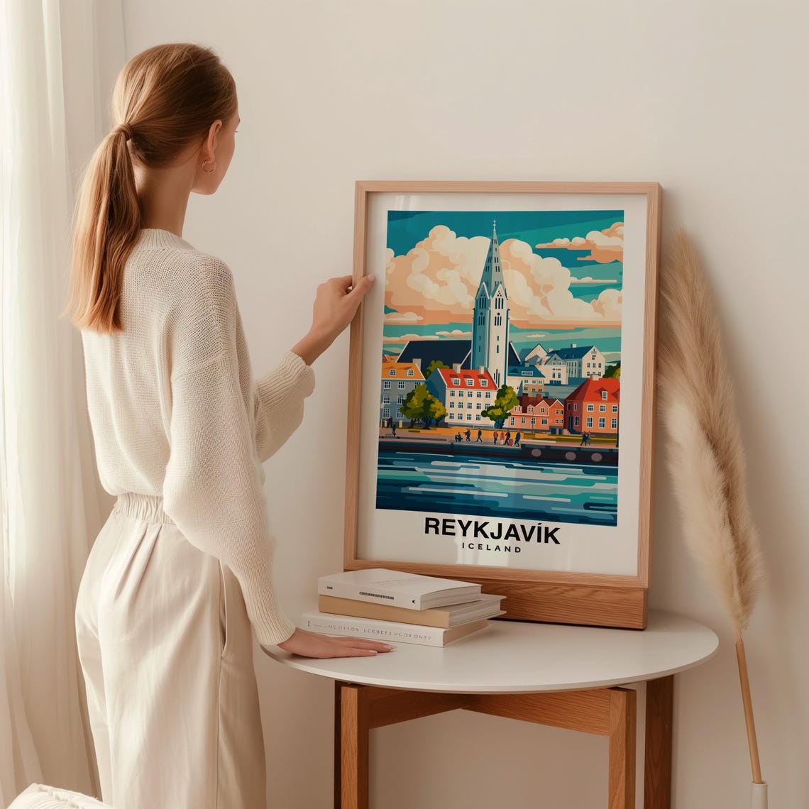 Reykjavik Print Iceland Poster Travel Wall Art Cityscape Print Scenic Art Nordic Decor Coastal View Northern Landscape Travel Print - Image 2