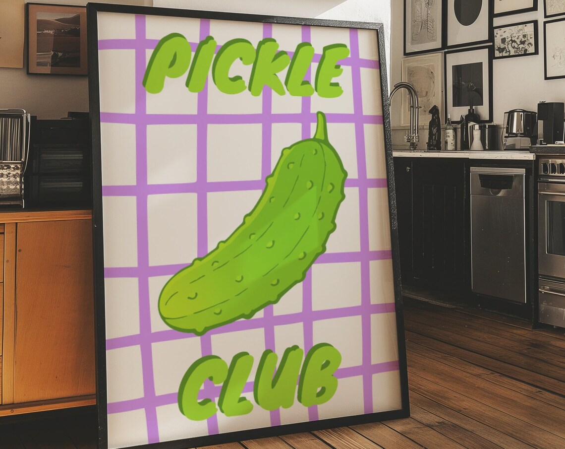Pickle Club Art Print, Retro Kitchen Decor