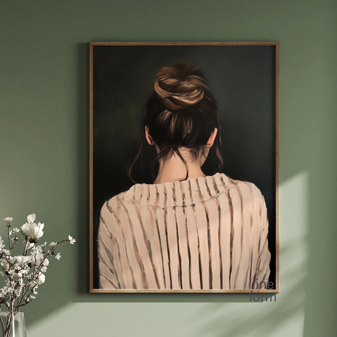 Emerald Green Abstract Female Portrait Art Print