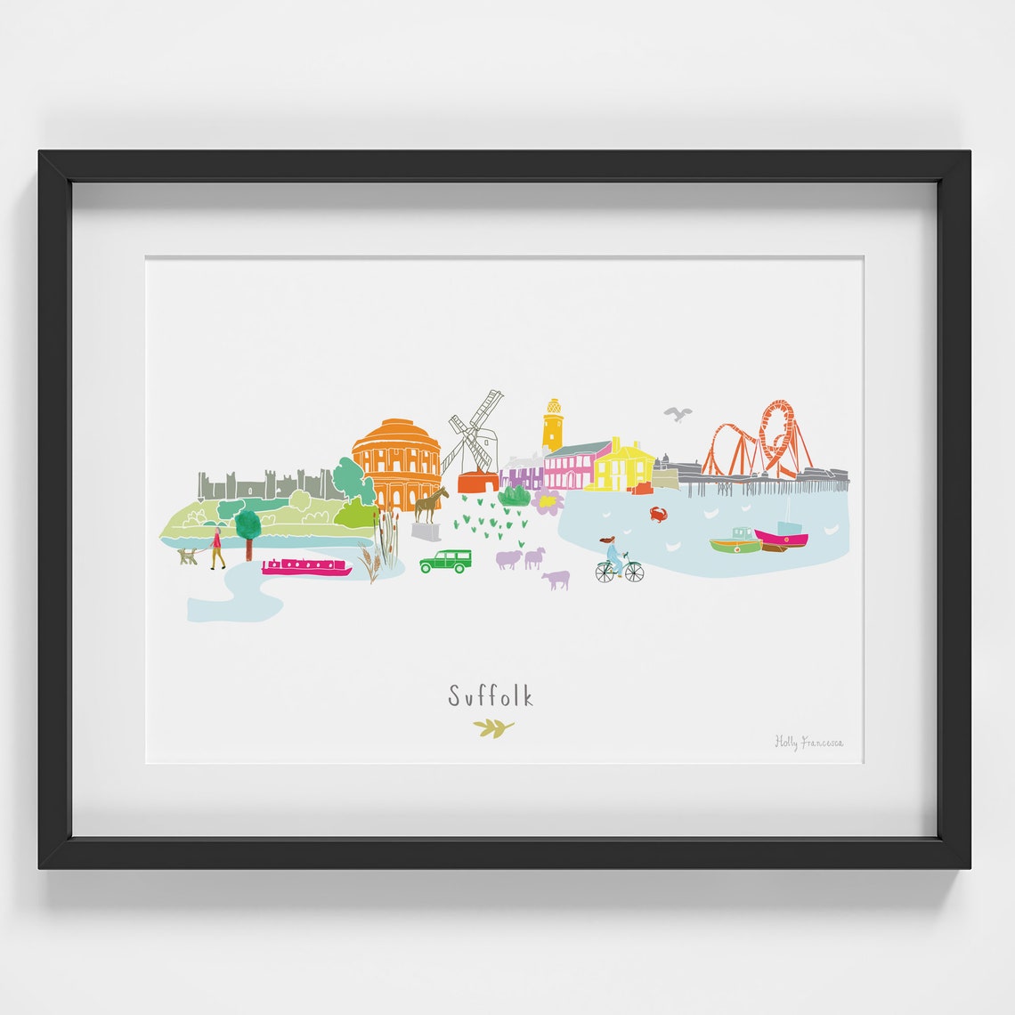 Suffolk County Skyline Landscape Landmarks Art Print
