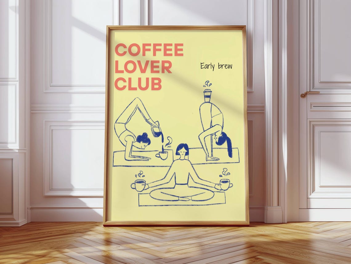 Coffee Lover Club Early Brew Yoga Art Print