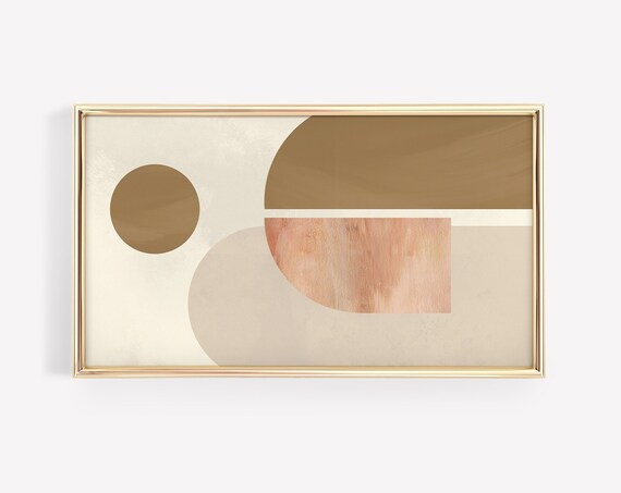 Frame Tv Art Neutral Abstract Mid Century Modern Art Geometric Beige Boho Decor Digitalart For 4k Tv