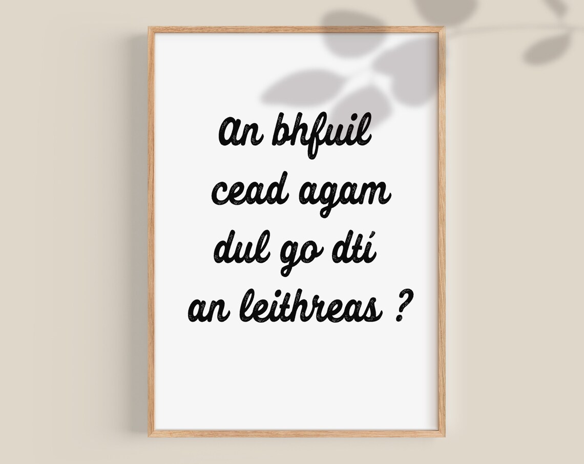 An Bhfuil Cead Agam Funny Irish Bathroom Art Print