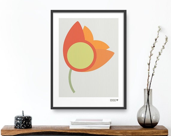 Modern Flower Art Flora Form Print Modern Floral Print Geometric Flower Art Colorful Flower Print Mod Scandi Minimalist Wall Art