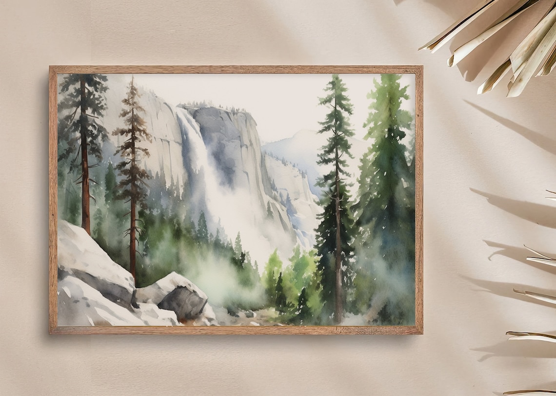 Yosemite Watercolor Art Print, El Capitan Landscape - Image 2