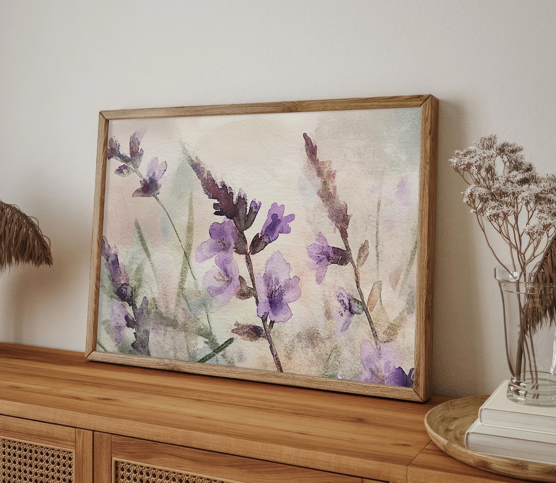 Lavender Sprigs Soft Purple Blooms Watercolor Floral Botanical Poster - Image 4
