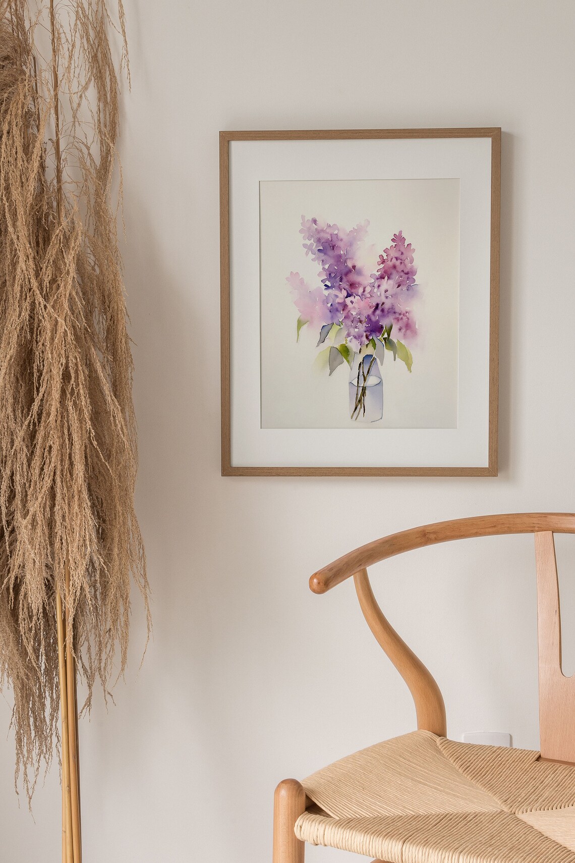 Purple Lilac Blossoms in Glass Vase Watercolor Floral Poster - Image 3