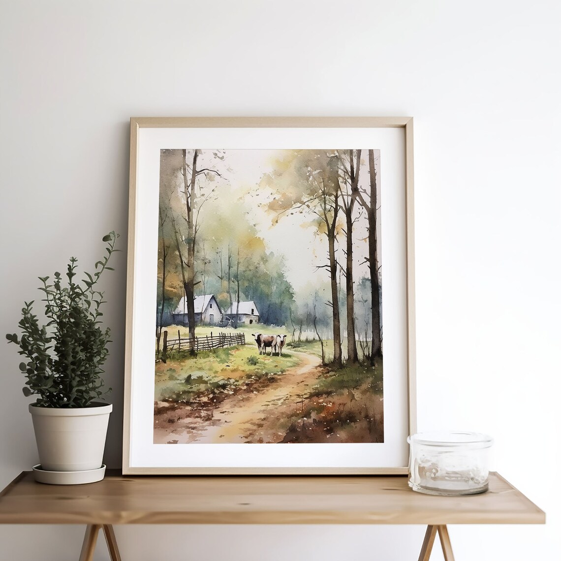 Berkshires Farm Scene Watercolor Art Print - Image 3