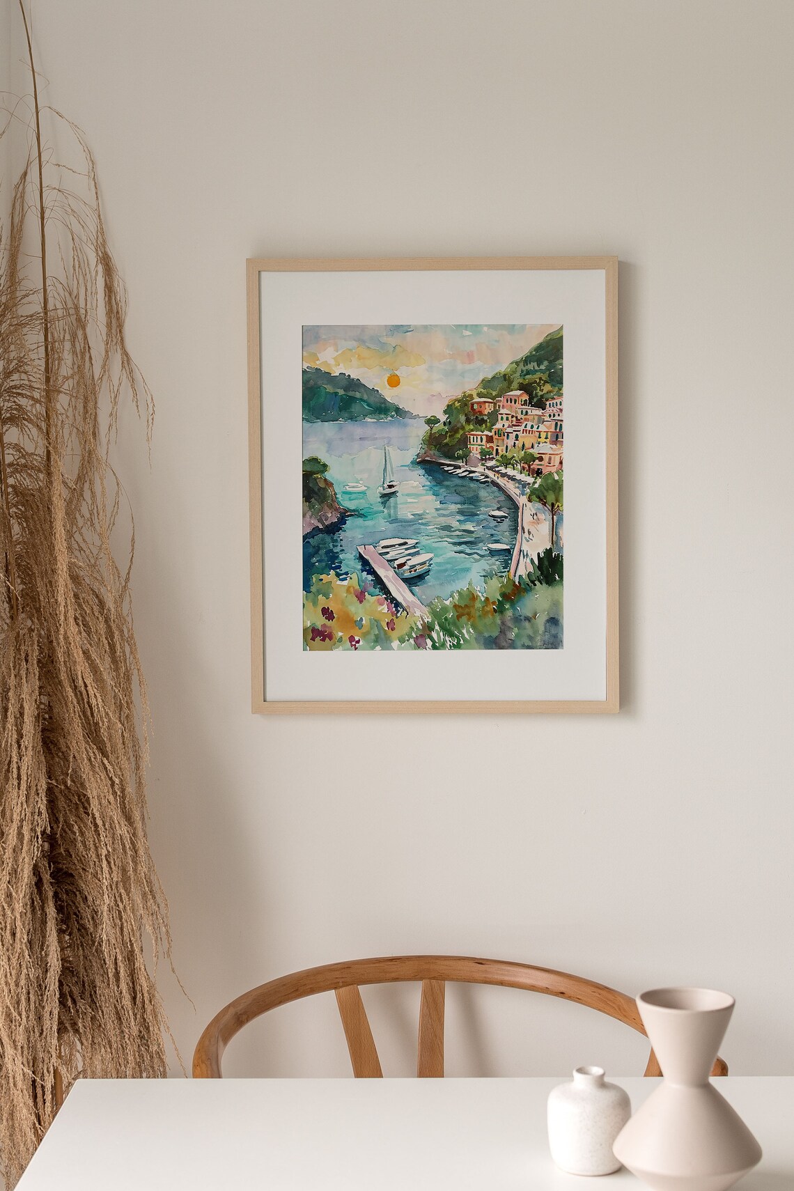 Portofino Watercolor Print, Italian Cityscape Wall Art - Image 3