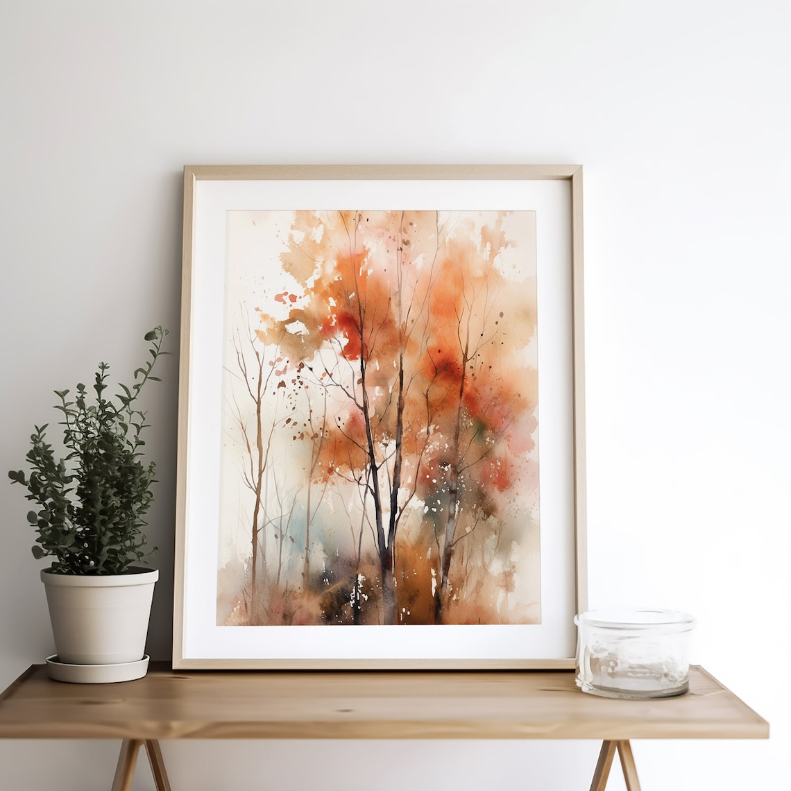 Fall Trees Watercolor Poster, Autumn Forest Landscape - Image 5