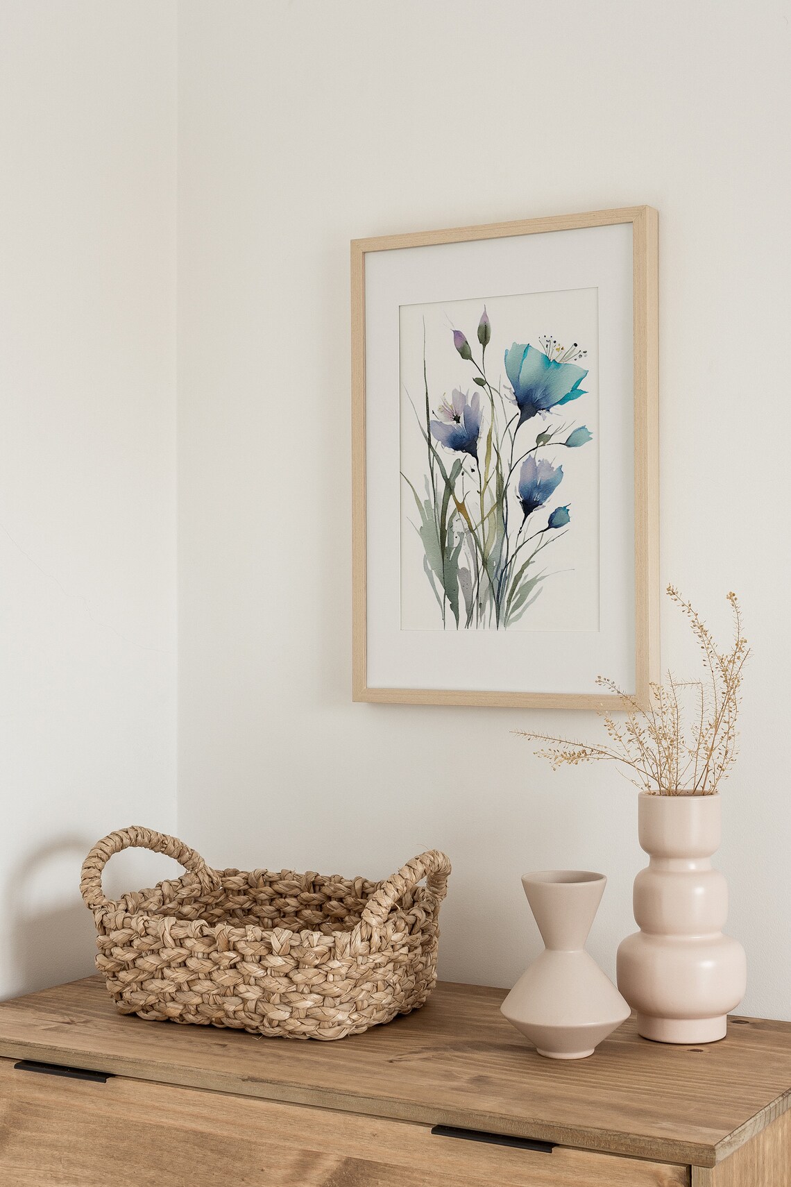 Wildflowers Painting Blue Flowers Watercolor Art Print - Image 2