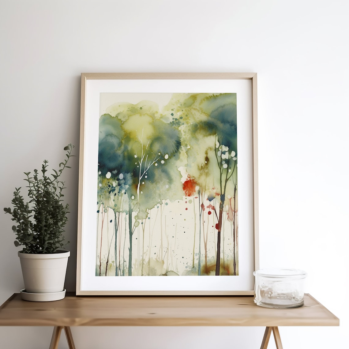 Spring Forest Watercolor Tree Landscape Art Print - Image 4