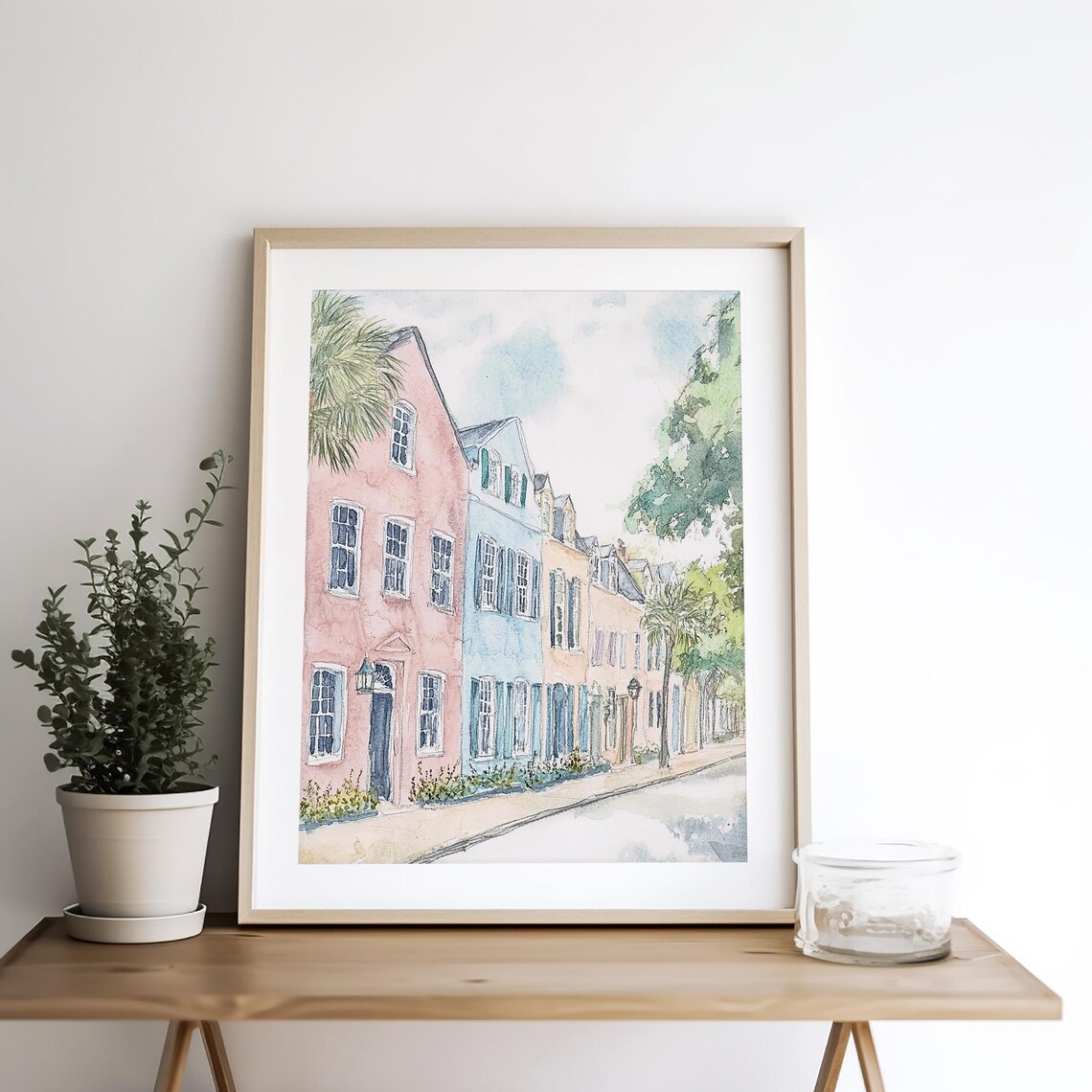 Charleston Rainbow Row Pastel Row Houses Watercolor Cityscape Poster - Image 4