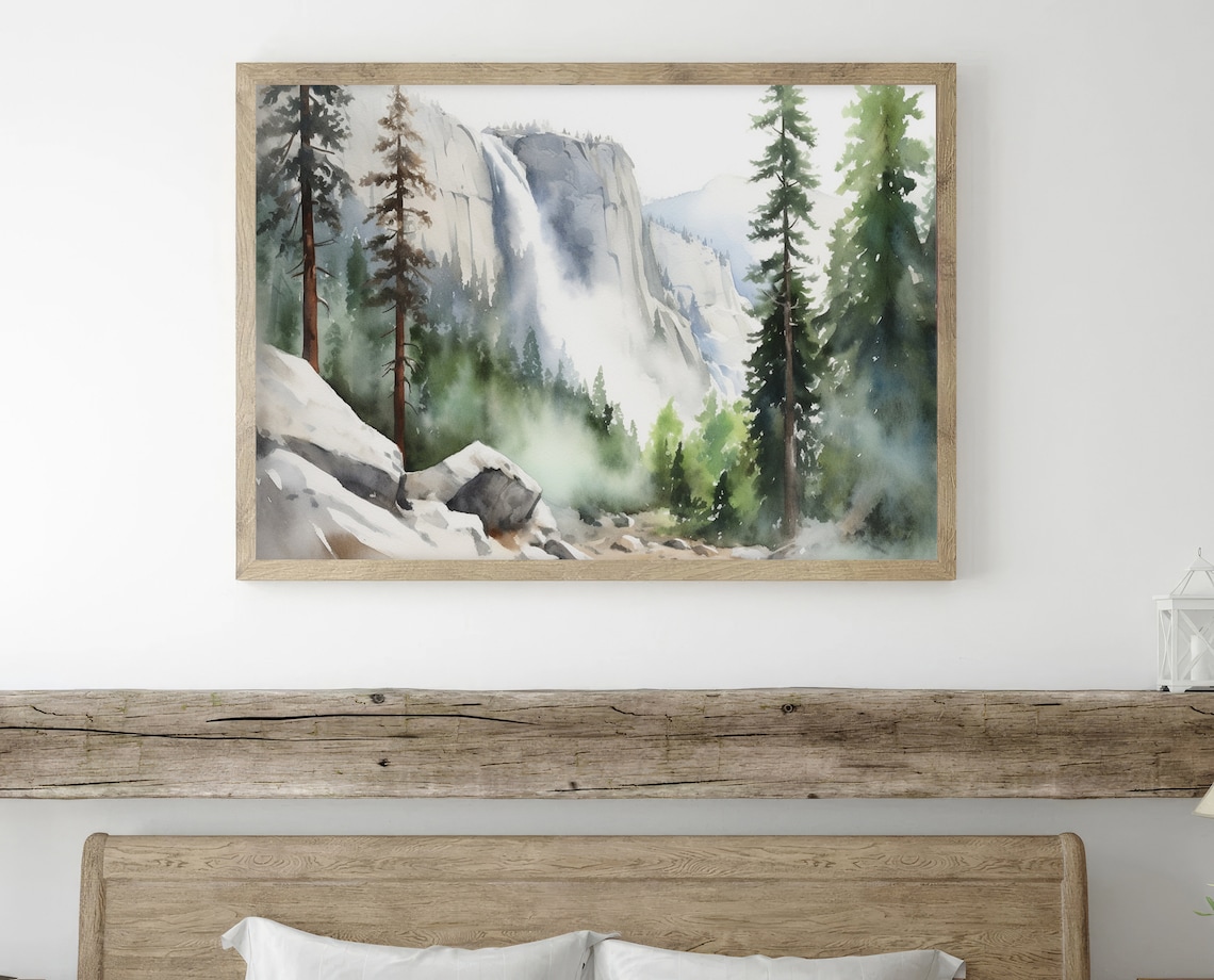 Yosemite Watercolor Art Print, El Capitan Landscape - Image 4