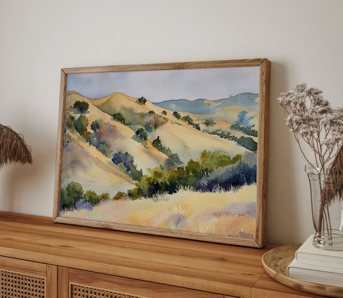 California Hills, San Luis Obispo Watercolor Art Print - Image 3