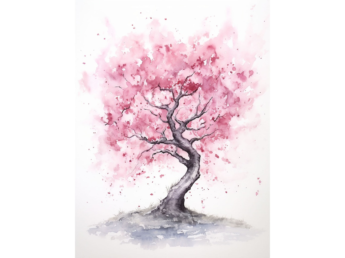 Sakura Blossom Tree Watercolor Art Print
