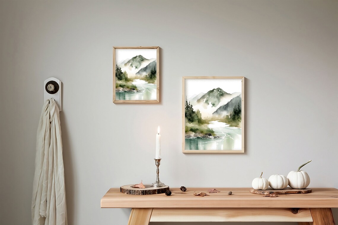 Mount Rainier Watercolor Mountain Landscape Art Print - Image 4