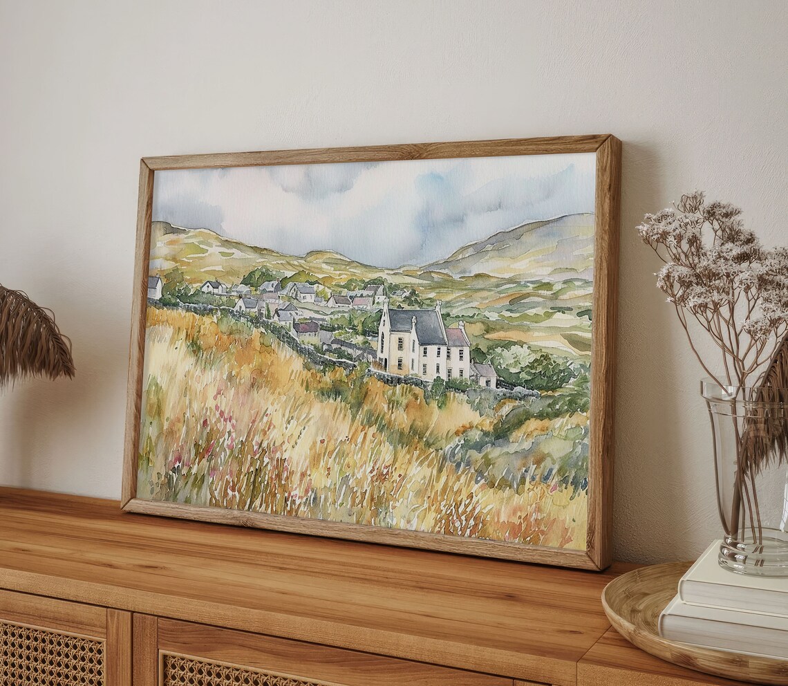 Clifden Ireland Watercolor Art Print, Irish Old Town - Image 2