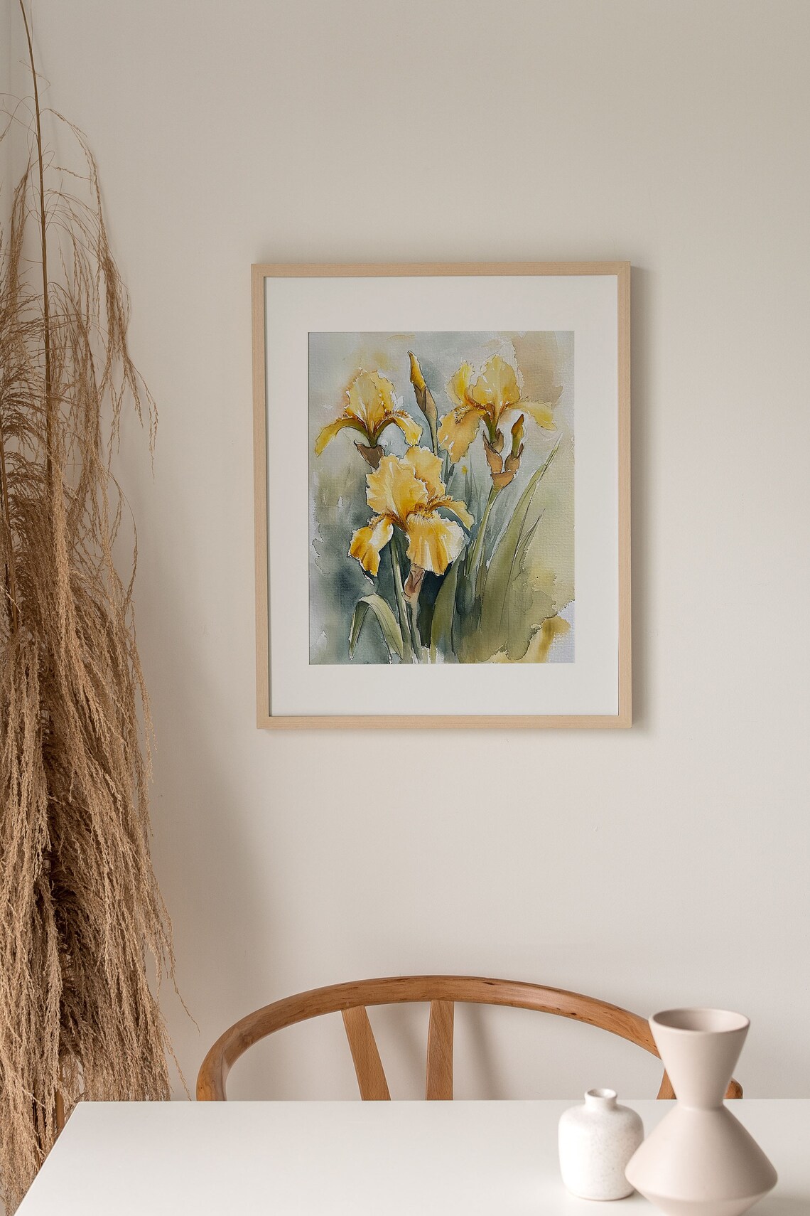 Yellow Irises Watercolor Art Print, Floral Botanical - Image 3