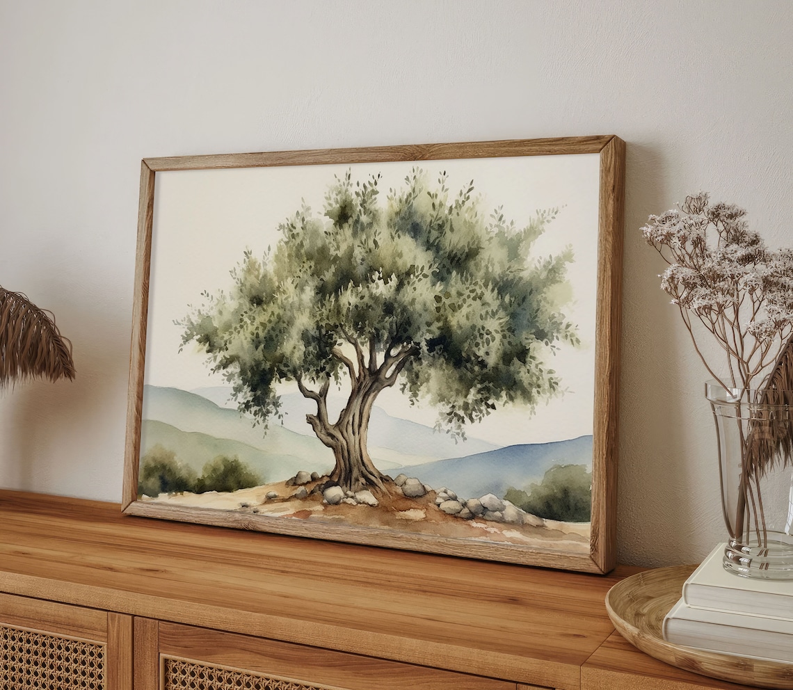 Santa Ynez Olive Tree Watercolor, California Art Print - Image 2