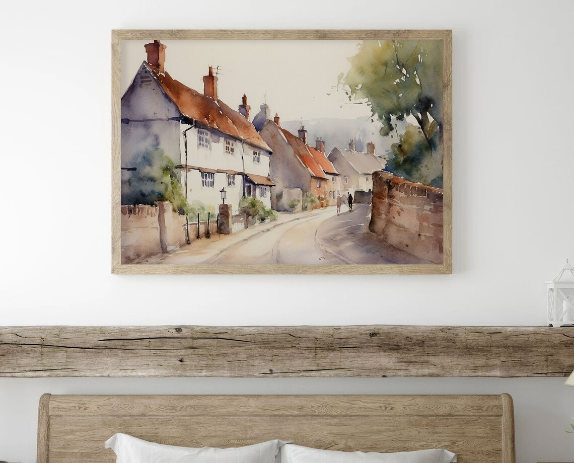 Lacock Watercolor Cityscape Art Print, Wiltshire - Image 4