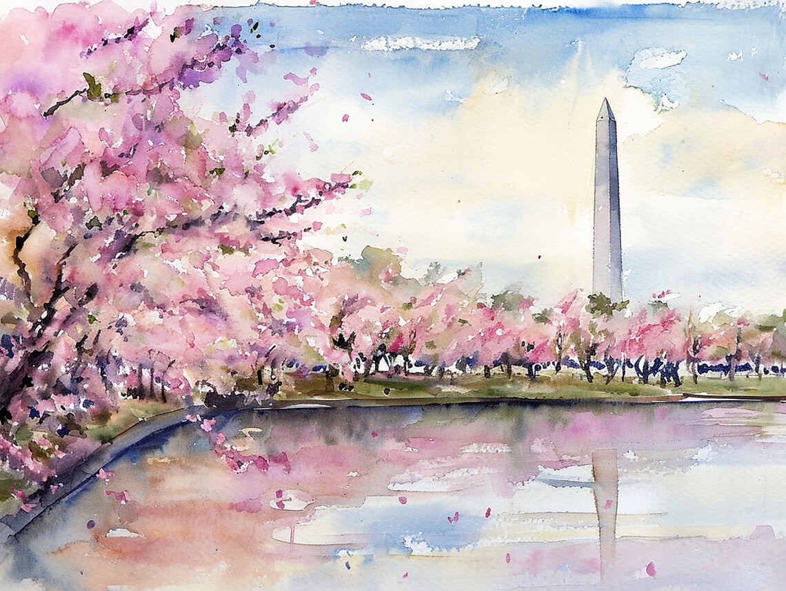 Washington Monument Painting Watercolor Art Print