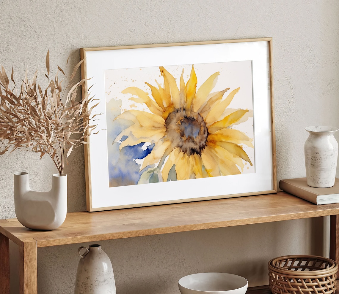 Sunflower Watercolor Floral Botanical Art Print - Image 2