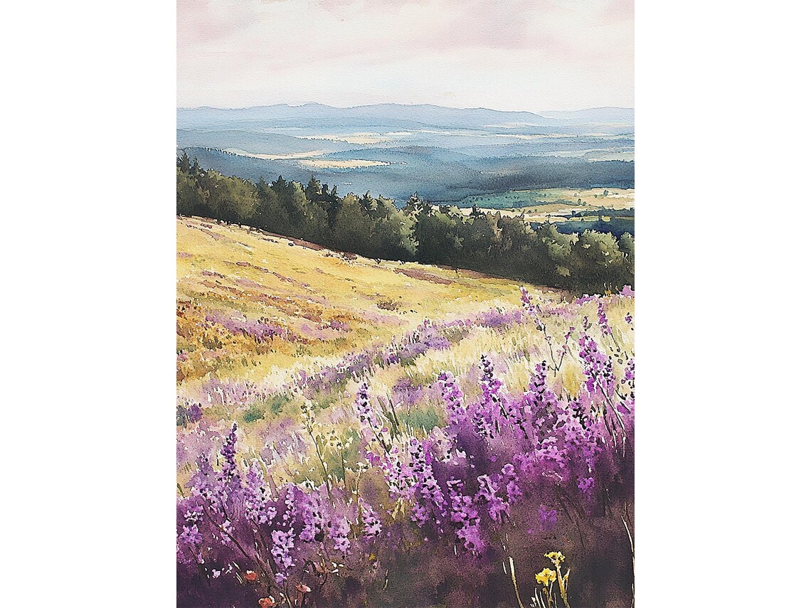 Tabular Hills Watercolor Art Print, Cleveland Way