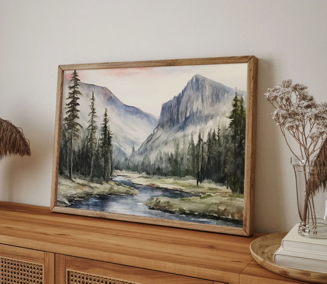 Misty Mountain Valley River Winding Through Tall Pines Poster - Image 5