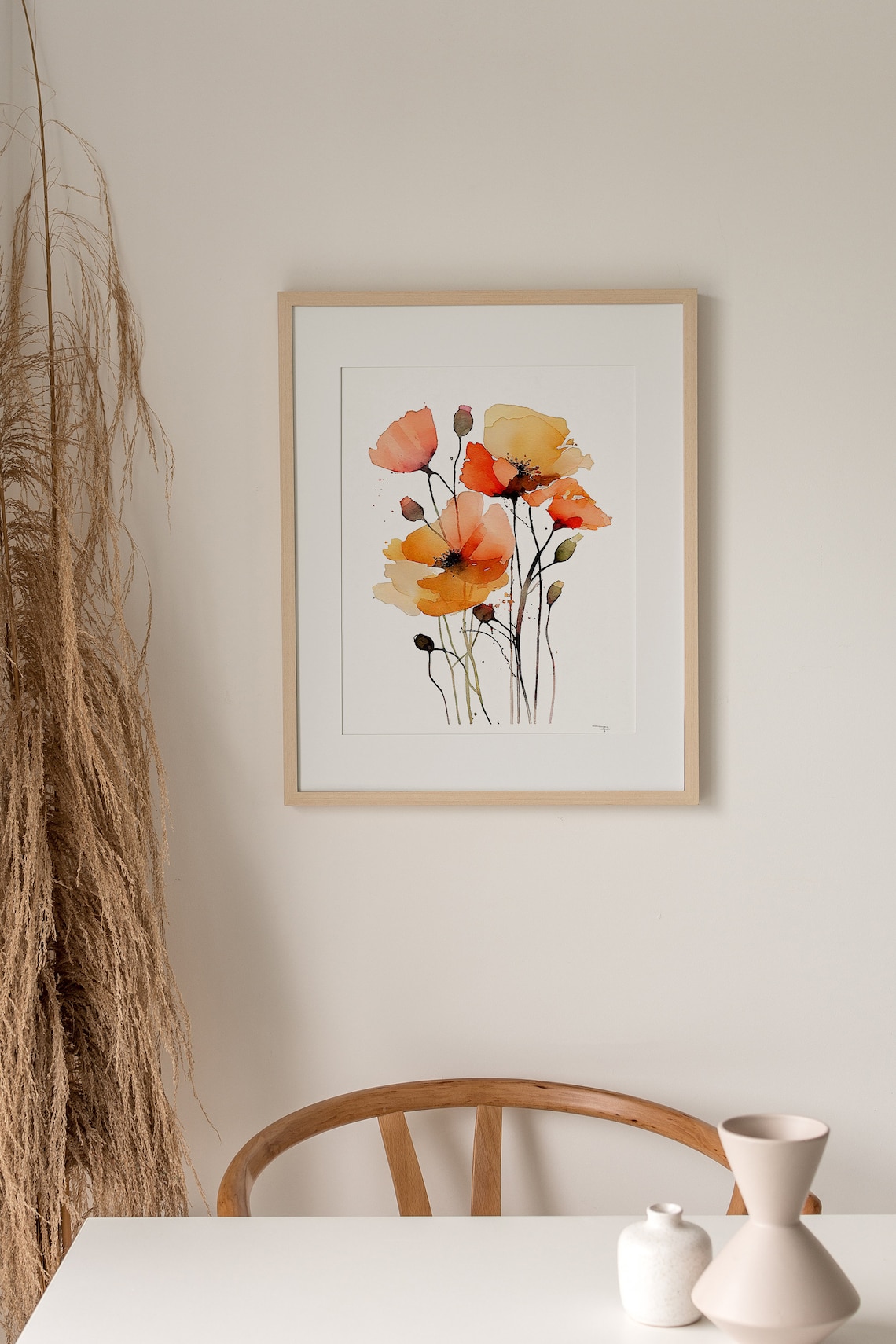 California Poppy Watercolor Art Print, Farmhouse Floral - Image 4