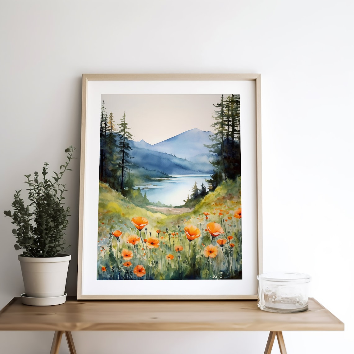 Columbia Gorge Watercolor Mountain River Art Print - Image 5