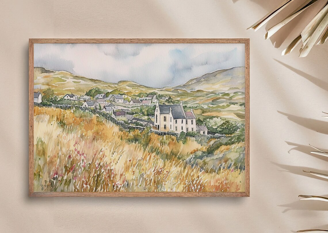 Clifden Ireland Watercolor Art Print, Irish Old Town - Image 3