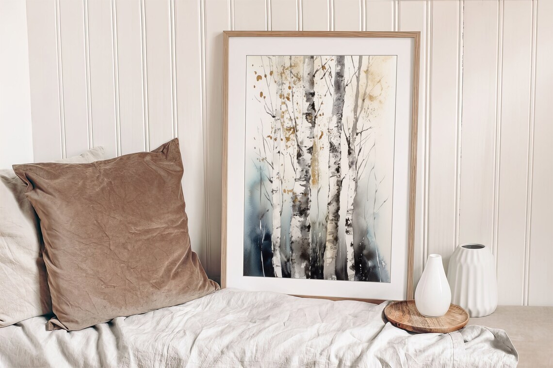 Birch Trees Watercolor Aspen Landscape Art Print - Image 5