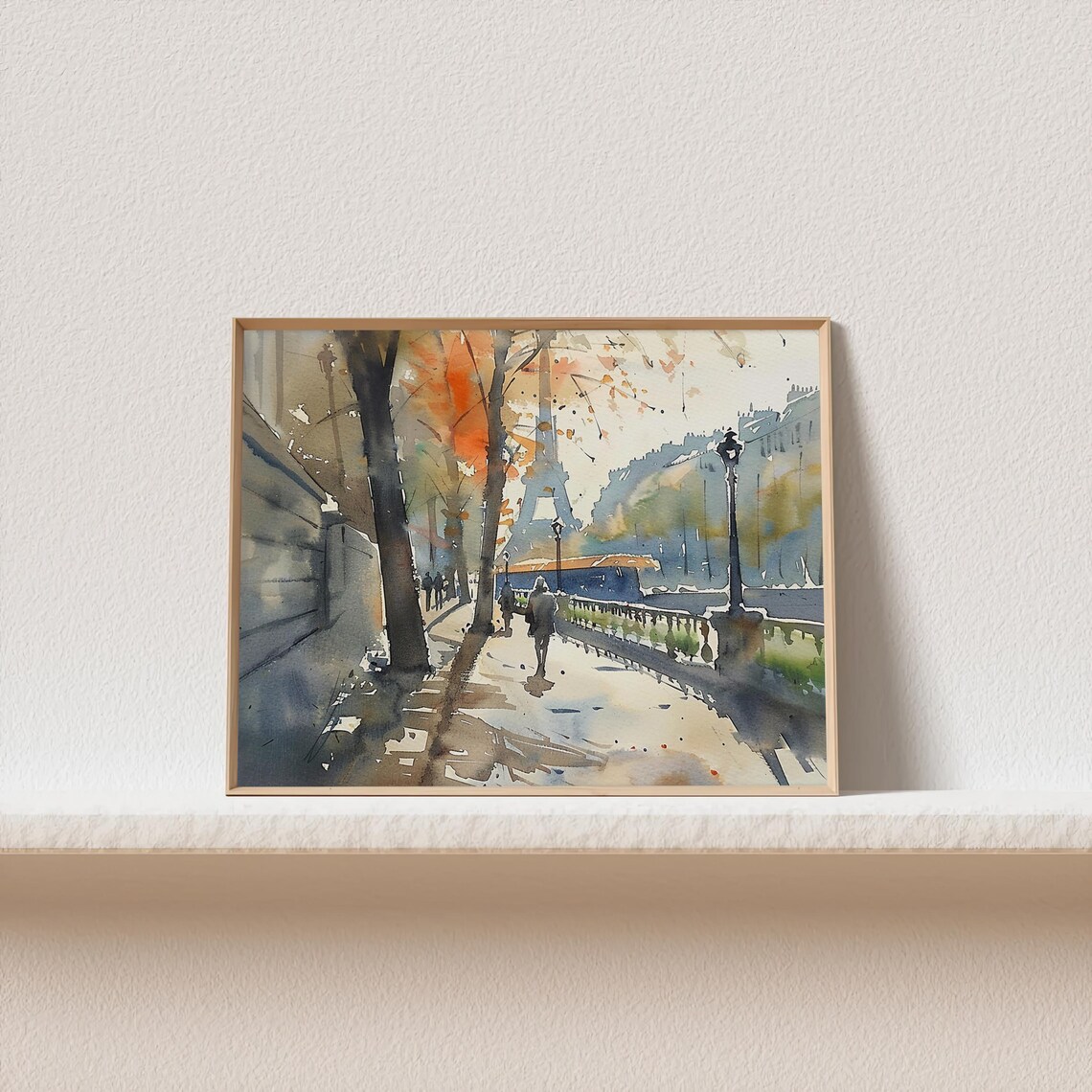 Paris Watercolor Art Print, Eiffel Tower Cityscape - Image 2