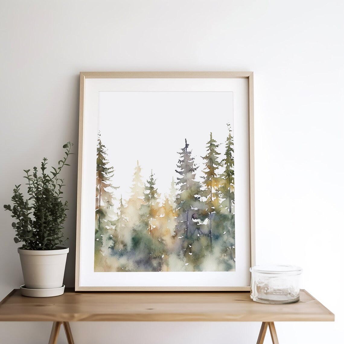 Pine Tree Art Print, Evergreen Forest Watercolor - Image 3