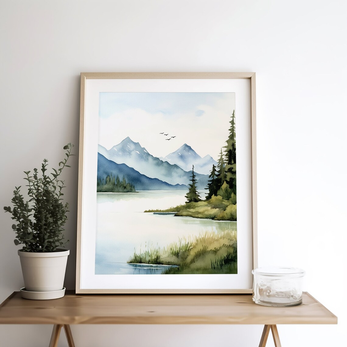 Lake Pend Oreille Watercolor Landscape Art Print - Image 5