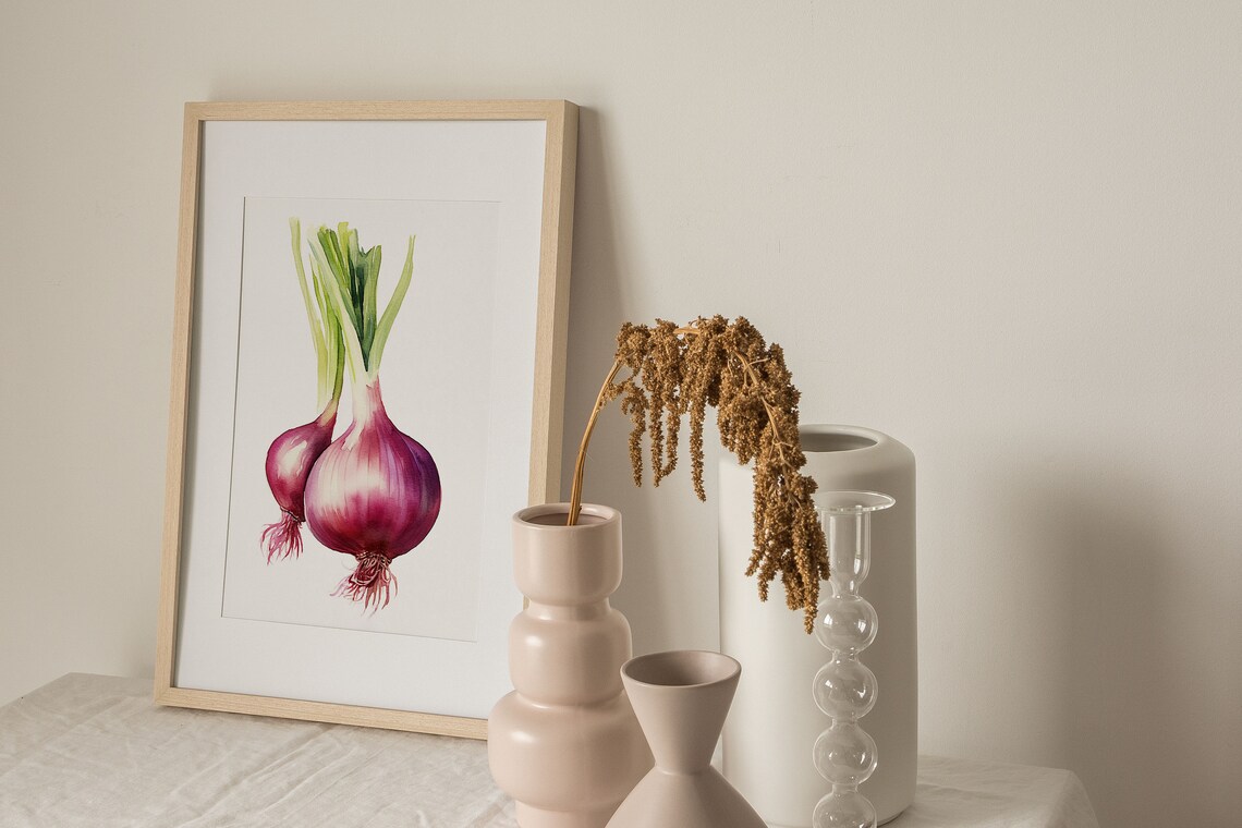 Onion Watercolor Botanical Art Print, Farmhouse Kitchen - Image 4