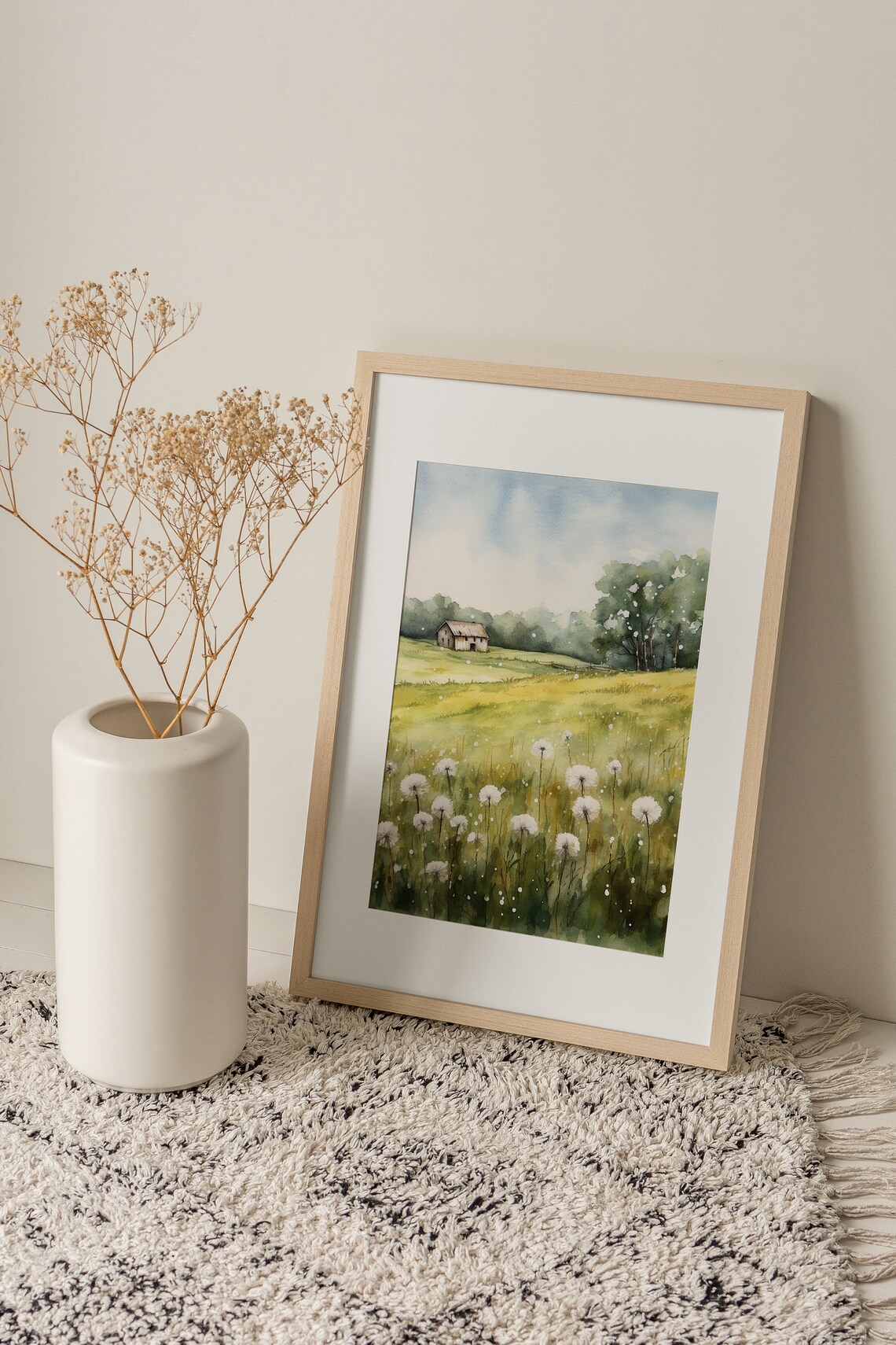 Dandelion Watercolor Painting, Summer Landscape Art Print - Image 2
