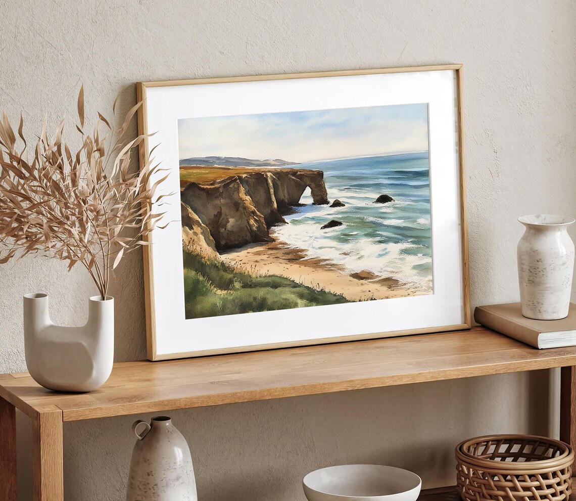 Point Buchon Watercolor Art Print, California Coastline - Image 2