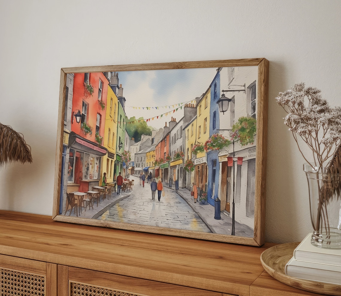 Galway Watercolor Art Print, Irish Cityscape - Image 3
