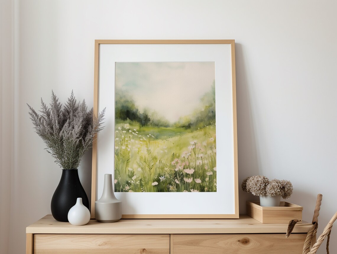 Wildflower Landscape Watercolor Art Print, Nashville - Image 3