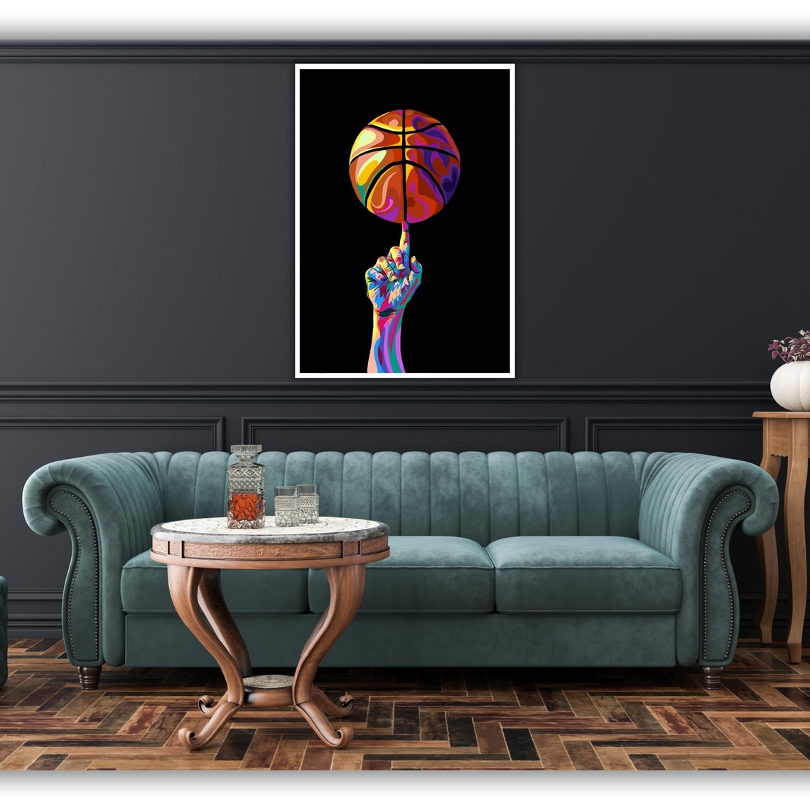 Basketball Ball On Finger Art Basketball Ball Wall Decor Modern Art Basketball Gift Unique Home Decor - Image 2
