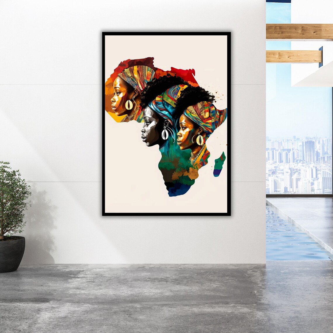 Ethnic Art Print African Woman Ready To Hang Framed Wall Decor Cultural Home Decor Wall Art - Image 3