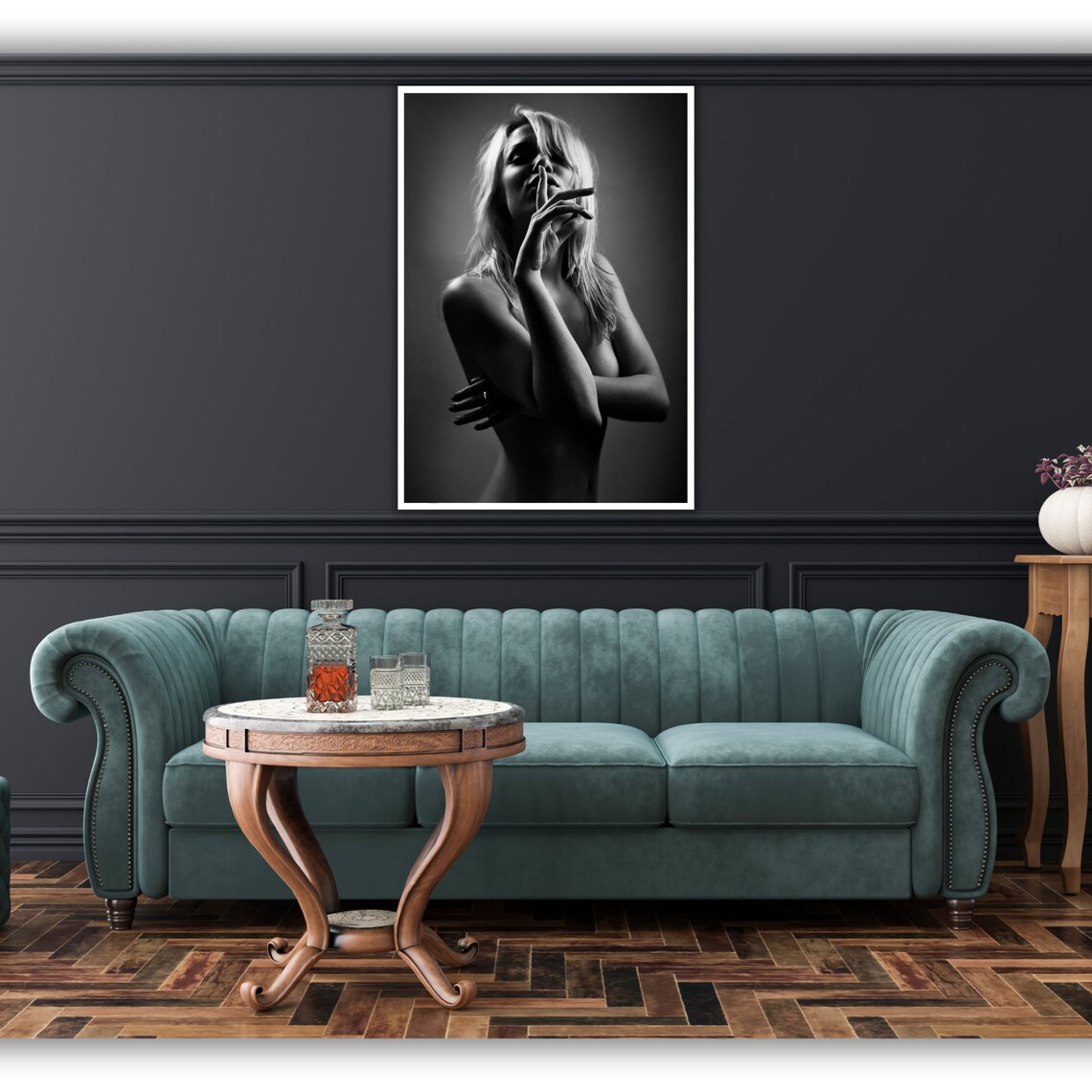 Black and White Blonde Woman Portrait Sultry Photography Poster - Image 3
